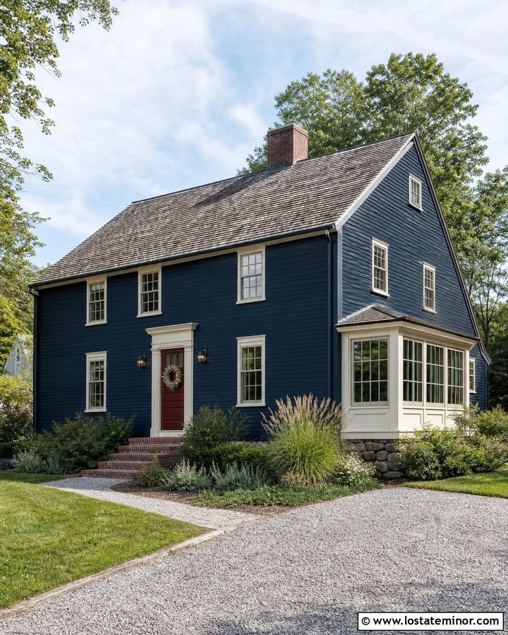 Midnight Blue Saltbox With Side Sunroom - 30 Midnight Blue House Design With Sunroom Ideas