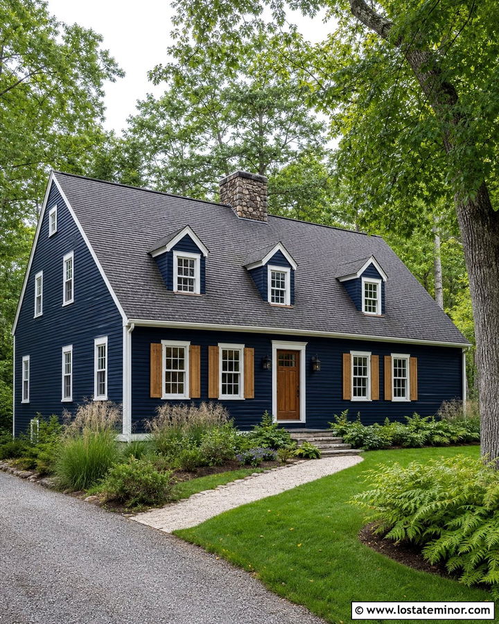 Midnight Blue Saltbox With Small Dormers - 30 Midnight Blue House Design With Dormers Ideas