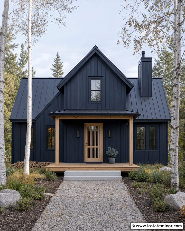 Midnight Blue Scandinavian House With Oak Screen Door - 30 Midnight Blue House Design With Screen Door Ideas