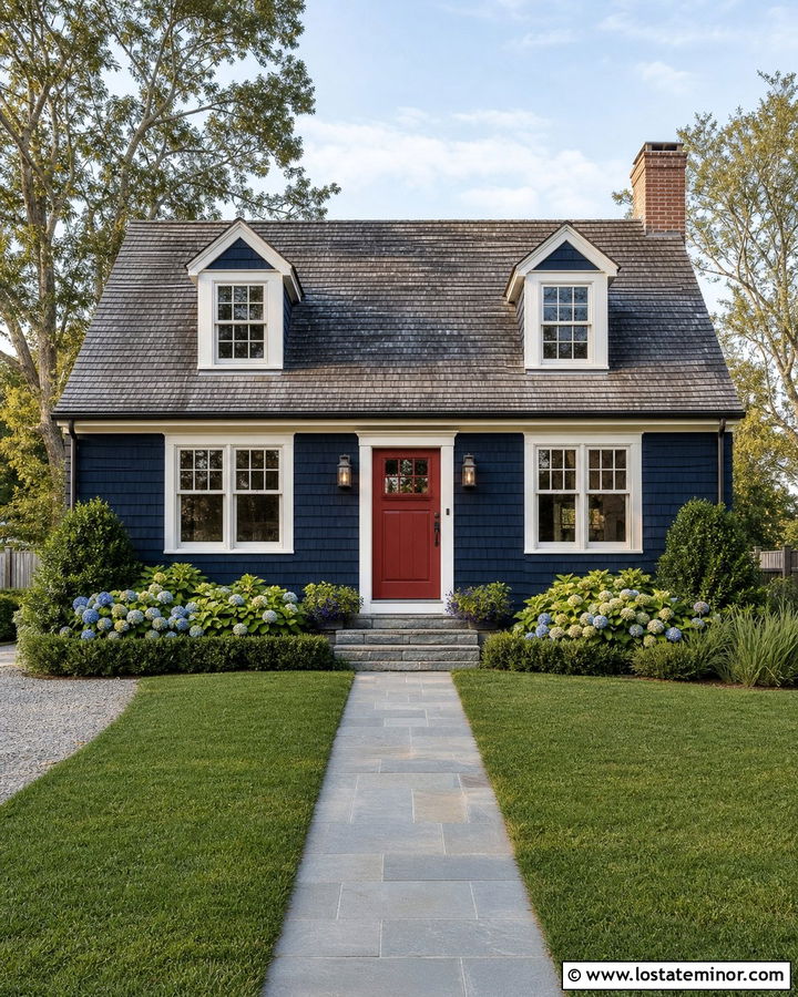 Midnight Blue Shingle Cape Cod House - 30 Midnight Blue House Design With Shingles Ideas