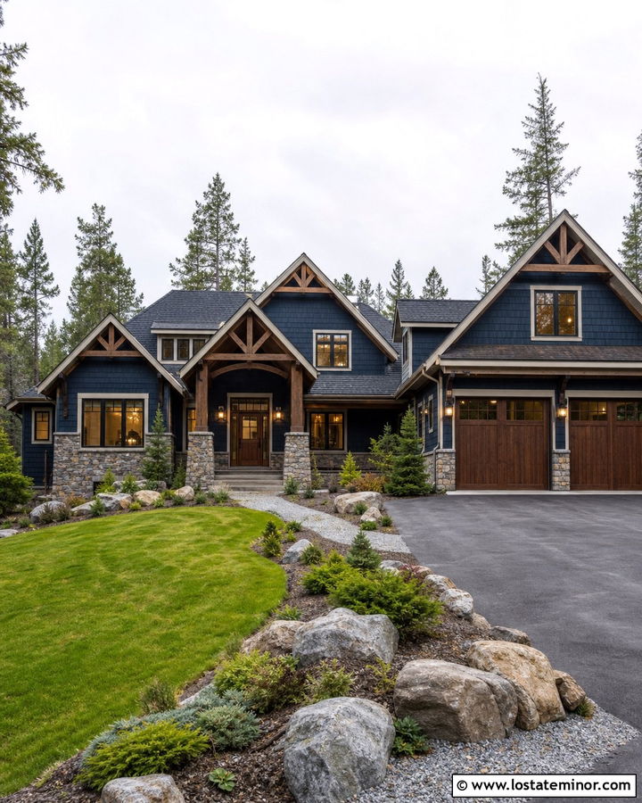 Midnight Blue Shingle Mountain House - 30 Midnight Blue House Design With Shingles Ideas