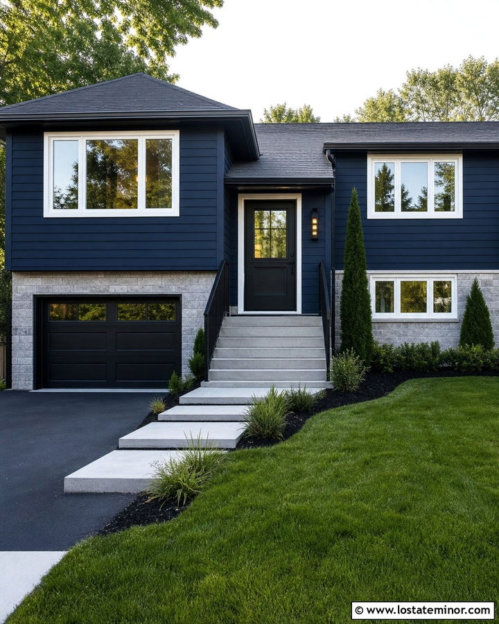 Midnight Blue Split Level With Black Dutch Door - 30 Midnight Blue House Design With Dutch Door Ideas