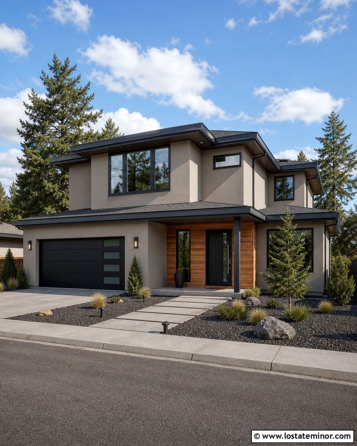 Mindful Gray Greige House With Tricorn Black Trim - 30 Greige House Design With Trim Ideas