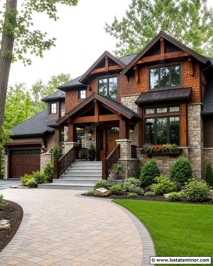Mixed Stone House With Granite Steps - 30 Stone House Design With Steps Ideas