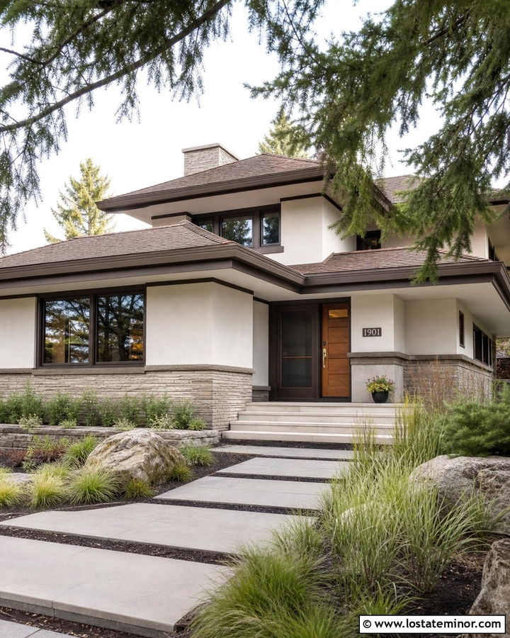 Moderate White Prairie House With Bronze Screen Door - 30 Warm White House Design With Screen Door Ideas