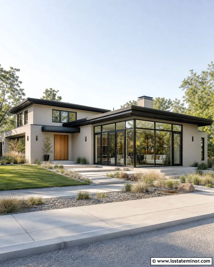 Modern Beige House With Glass Sunroom - 30 Beige House Design With Sunroom Ideas