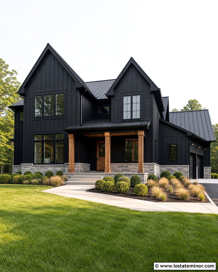 Modern Farmhouse Black Gable House - 30 Black House Design With Gables Ideas
