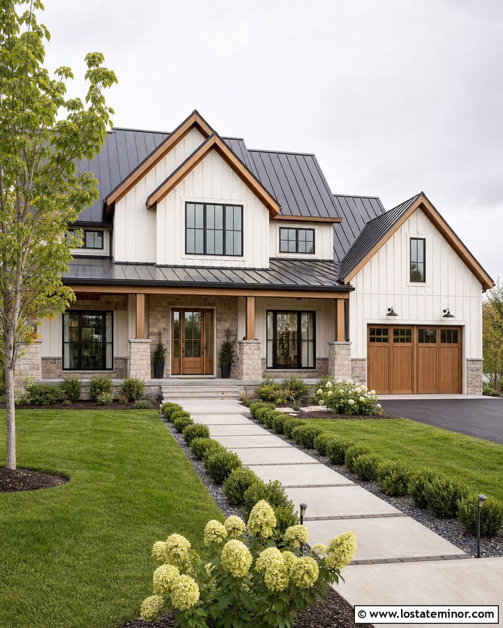 Modern Farmhouse Stone House With Front Gables - 30 Stone House Design With Gables Ideas