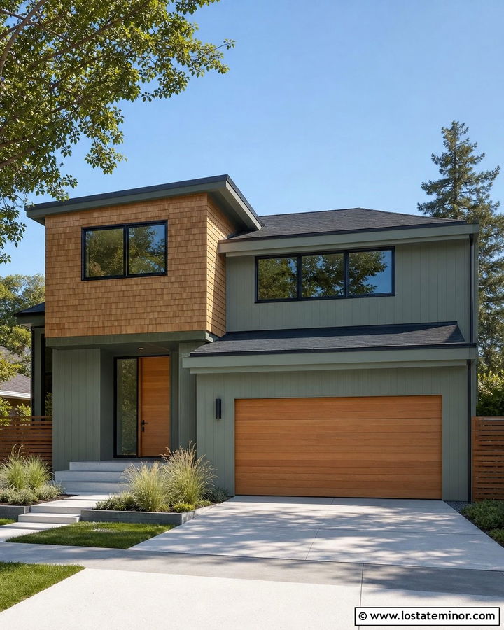 Modern Sage Green House With Cedar Shake - 30 Sage Green House Design With Cedar Shake Ideas