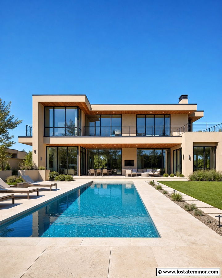 Modern Sand House With Rectangular Pool - 30 Sand House Design With Swimming Pool Ideas