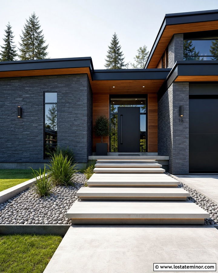 Modern Stone House With Floating Steps - 30 Stone House Design With Steps Ideas