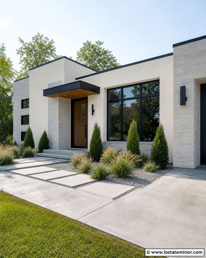 Modern Stone House With Frameless Storm Door - 30 Stone House Design With Storm Door Ideas