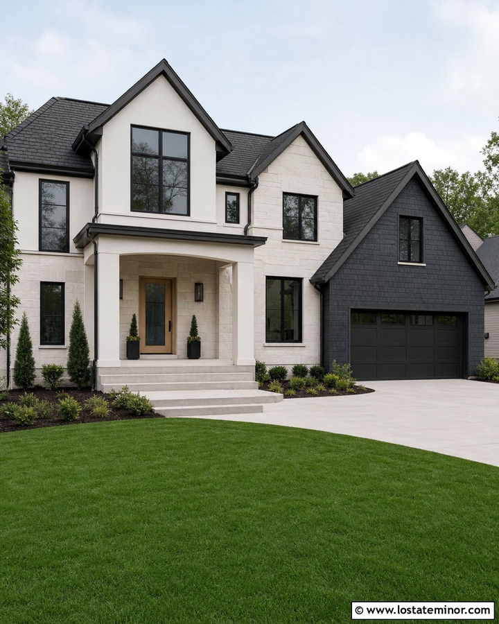 Modern Stone House With Shingle Accents - 30 Stone House Design With Shingles Ideas