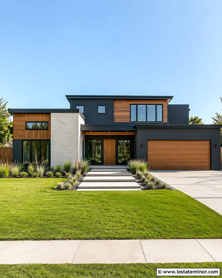 Modern Stone House With Wood Accents - 30 Stone House Design With Accents Ideas