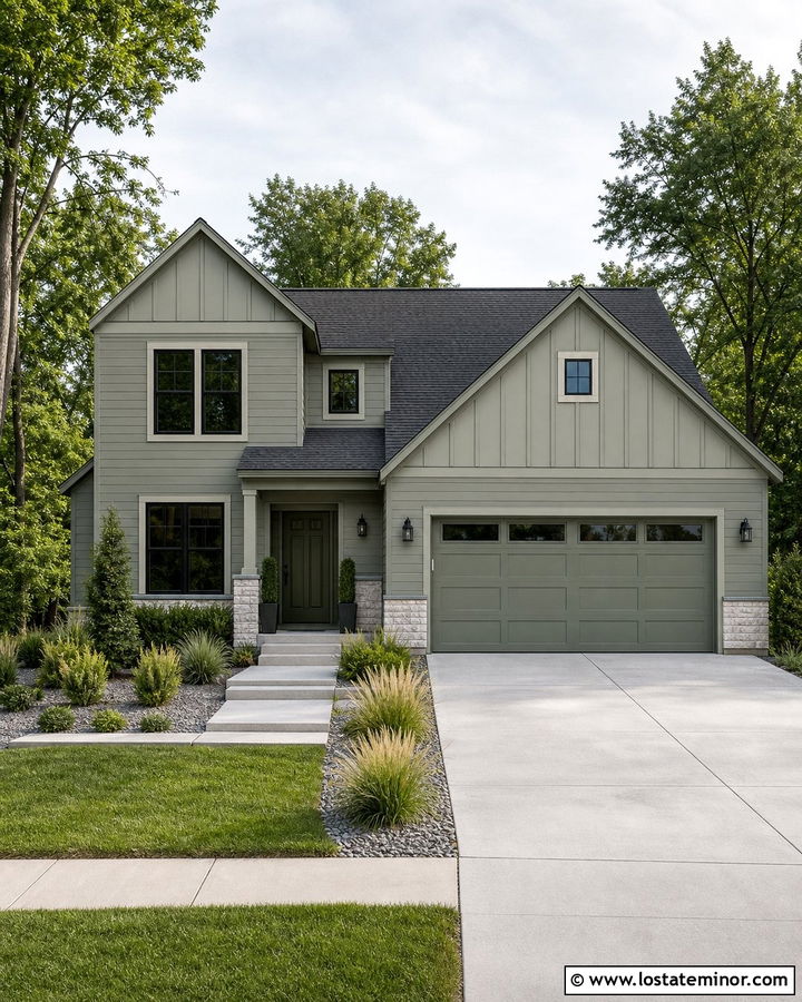 Monochromatic Sage Green House - 30 Sage Green House Design With Accents Ideas