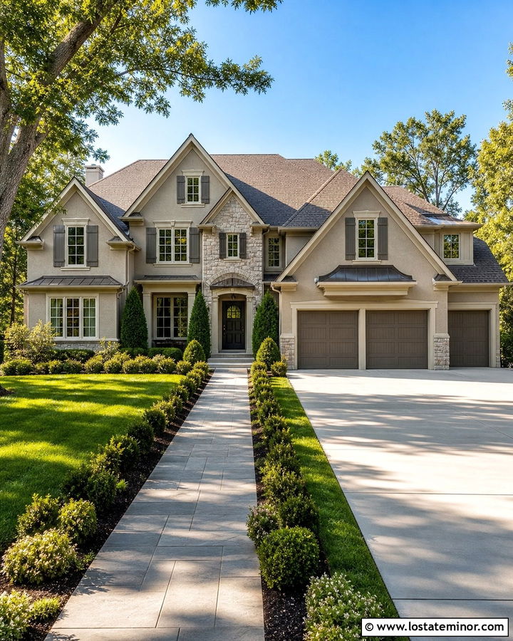 Monochromatic Taupe House And Roof - 30 Taupe House Design With Roof Ideas