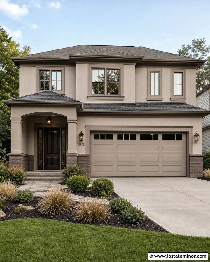 Monochromatic Taupe House With Wainscoting - 30 Taupe House Design With Wainscoting Ideas