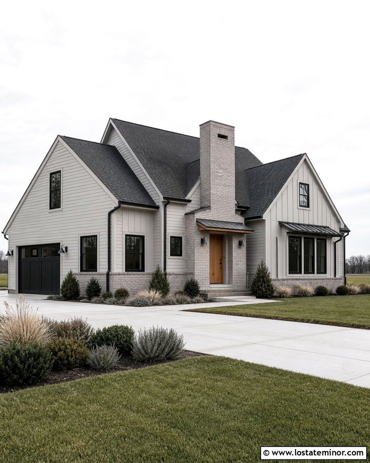 Monochrome Light Gray House With Gray Chimney - 30 Light Grey House Design With Chimney Ideas