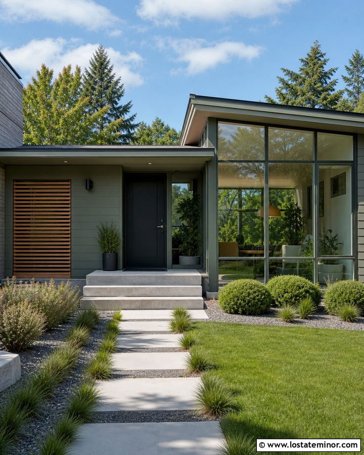 Monochrome Sage Green House With Modern Sunroom - 30 Sage Green House Design With Sunroom Ideas