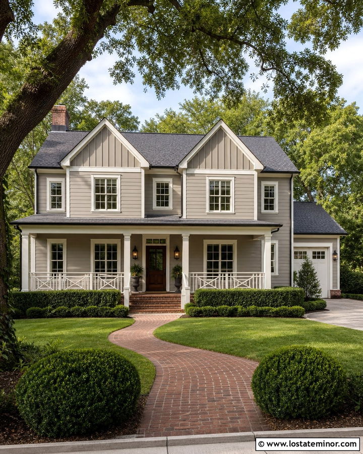 Monterey Taupe Board and Batten Traditional House - 30 Taupe House Design With Board and Batten Ideas