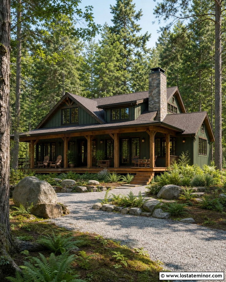 Moss Green Board and Batten Cabin - 30 Moss Green House Design With Board and Batten Ideas