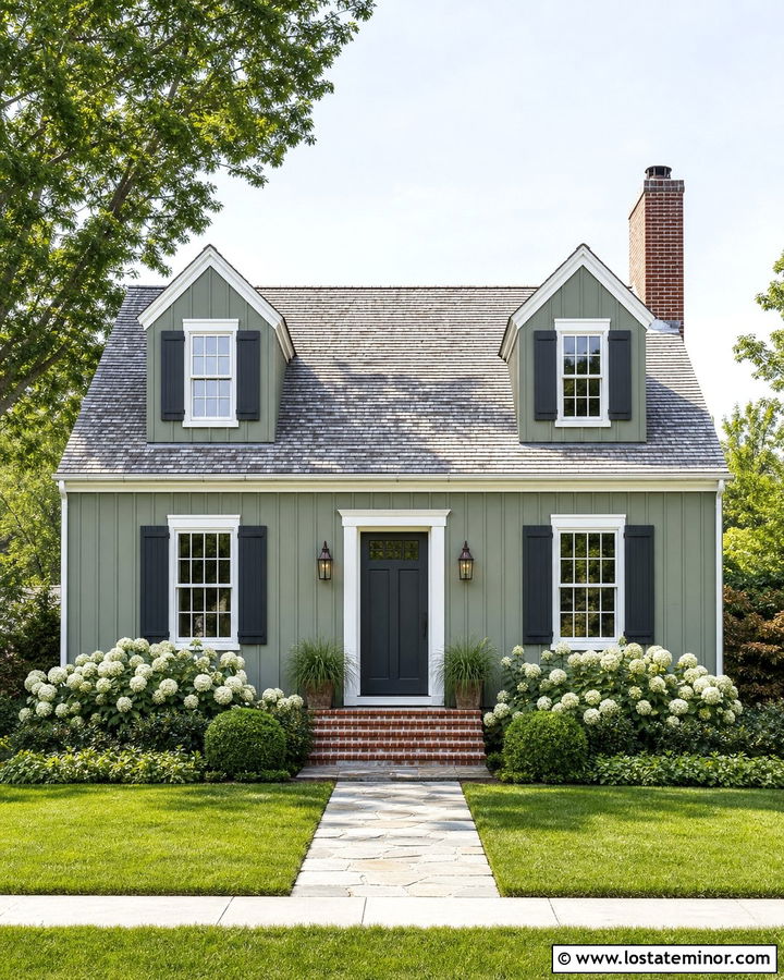 Moss Green Board and Batten Cape Cod - 30 Moss Green House Design With Board and Batten Ideas