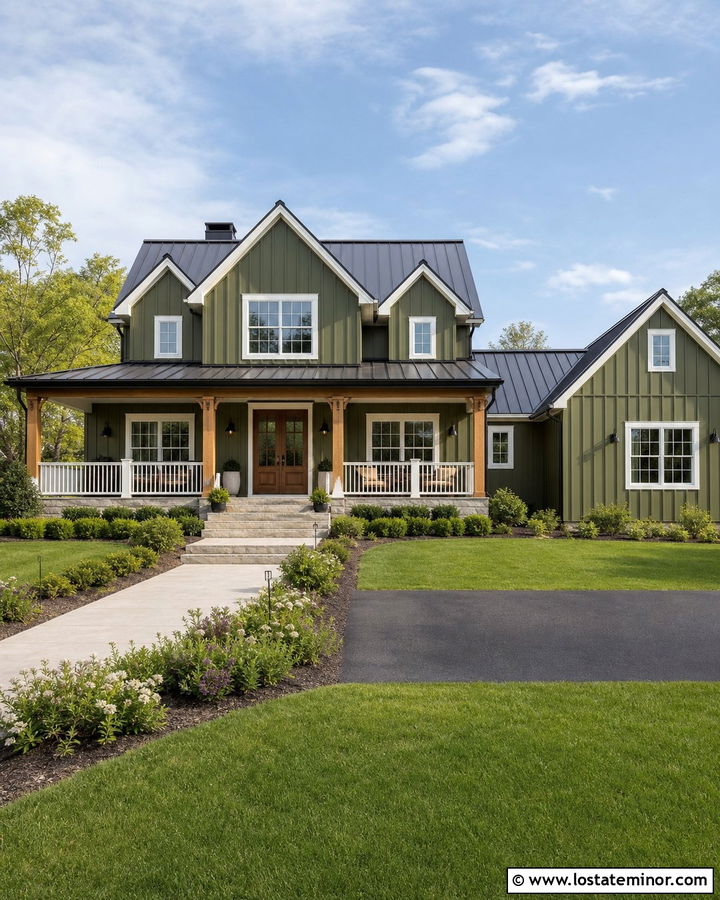 Moss Green Board and Batten Farmhouse - 30 Moss Green House Design With Board and Batten Ideas