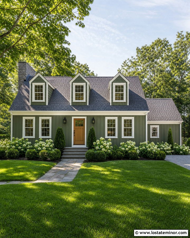 Moss Green Board and Batten With White Trim - 30 Moss Green House Design With Board and Batten Ideas