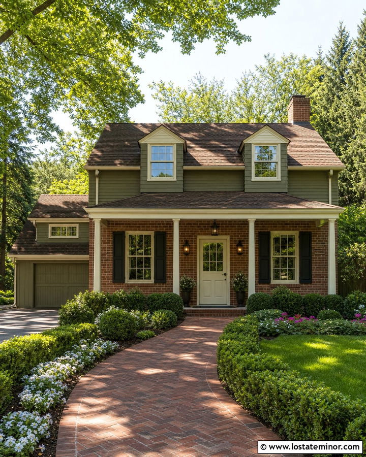 Moss Green Brick House With Cream Dutch Door - 30 Moss Green House Design With Dutch Door Ideas