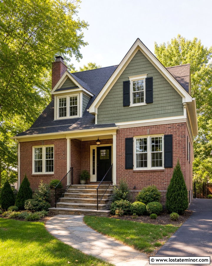 Moss Green Brick House With Iron Railings - 30 Moss Green House Design With Railings Ideas