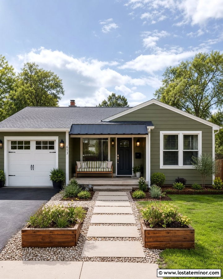 Moss Green Budget Ranch With Simple Porch Daybed - 30 Moss Green House Design With Daybed Ideas