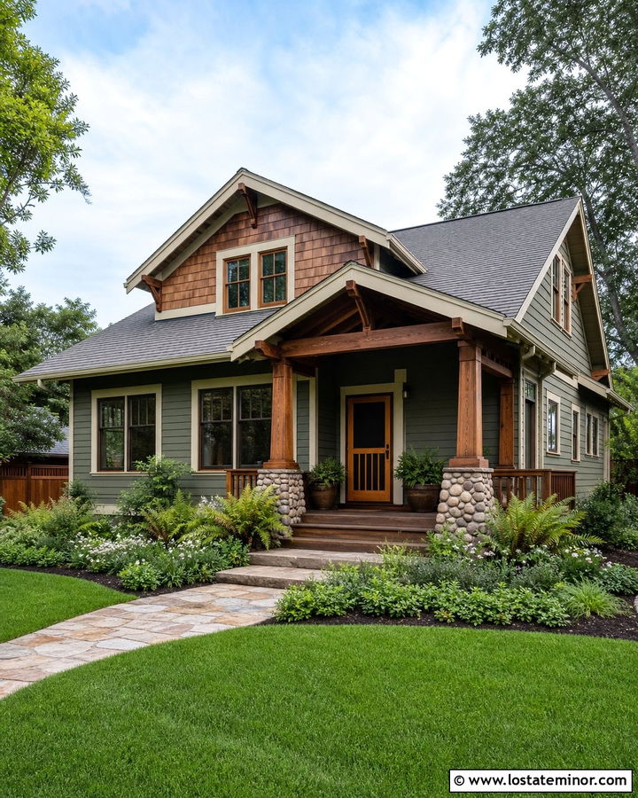 Moss Green Bungalow With Cedar Screen Door - 30 Moss Green House Design With Screen Door Ideas