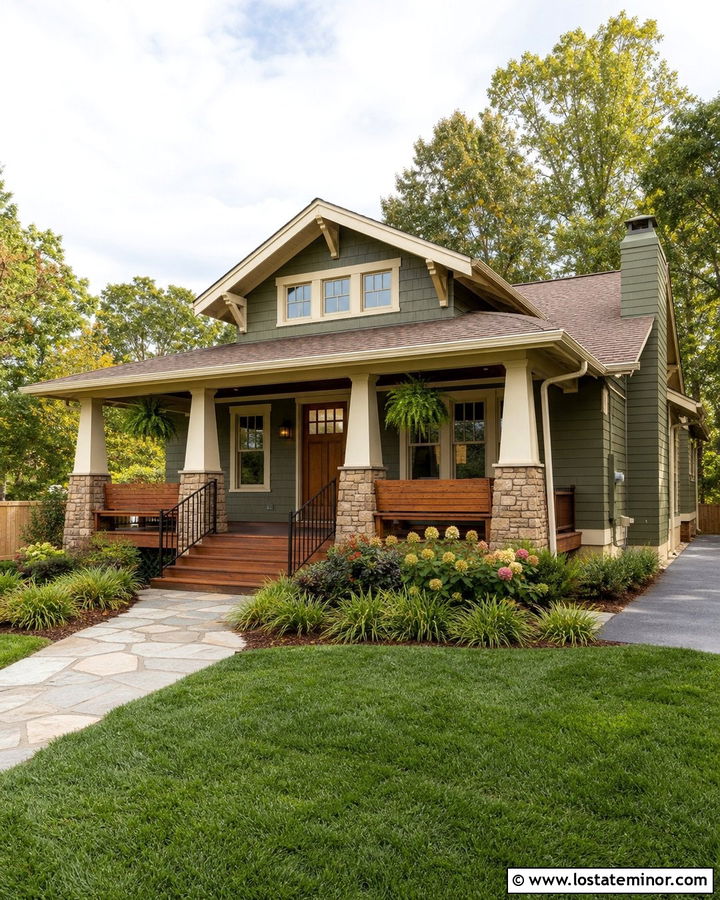 Moss Green Bungalow With Deck - 30 Moss Green House Design With Deck Ideas