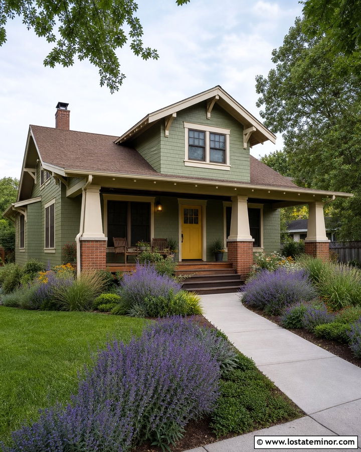 Moss Green Bungalow With Mustard Dutch Door - 30 Moss Green House Design With Dutch Door Ideas