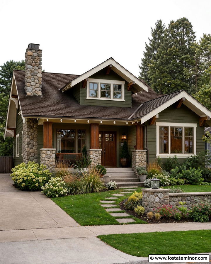 Moss Green Bungalow With Tapered Chimney - 30 Moss Green House Design With Chimney Ideas