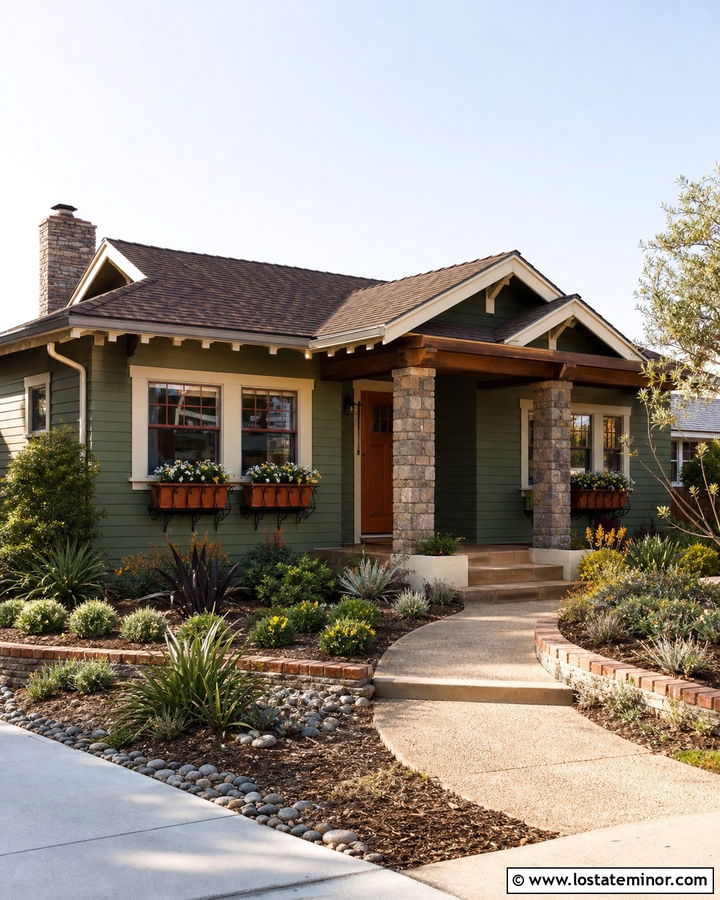 Moss Green Bungalow With Terracotta Window Boxes - 30 Moss Green House Design With Window Boxes Ideas