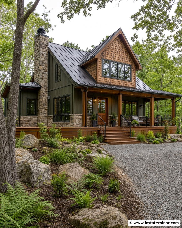 Moss Green Cabin With Cedar Shake And Stone - 30 Moss Green House Design With Cedar Shake Ideas