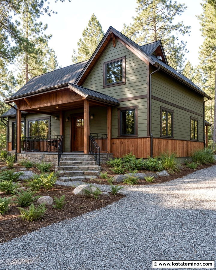 Moss Green Cabin With Cedar Wainscoting - 30 Moss Green House Design With Wainscoting Ideas