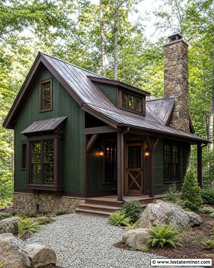 Moss Green Cabin With Rustic Screen Door - 30 Moss Green House Design With Screen Door Ideas