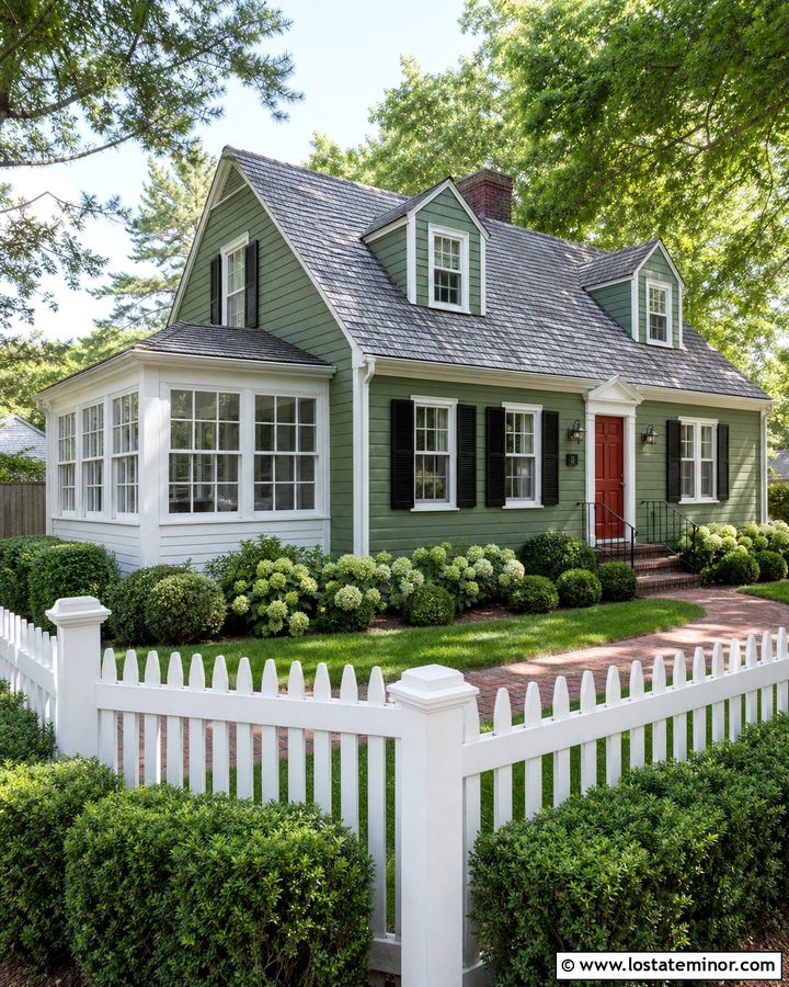 Moss Green Cape Cod With Side Sunroom - 30 Moss Green House Design With Sunroom Ideas