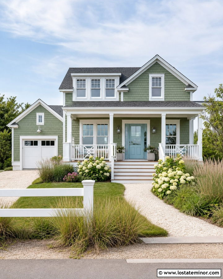 Moss Green Coastal House With Aqua Dutch Door - 30 Moss Green House Design With Dutch Door Ideas