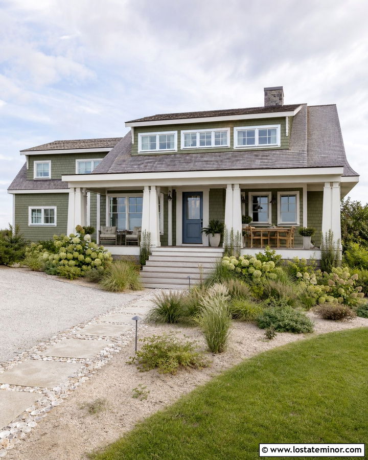 Moss Green Coastal House With Shingle Dormers - 30 Moss Green House Design With Dormers Ideas
