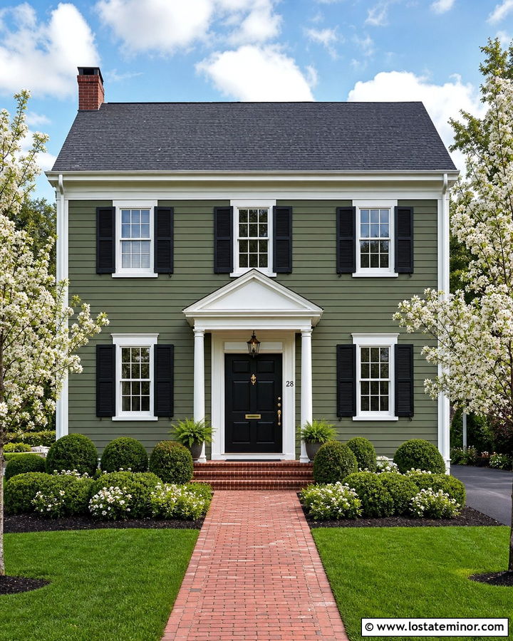 Moss Green Colonial With Black Dutch Door - 30 Moss Green House Design With Dutch Door Ideas