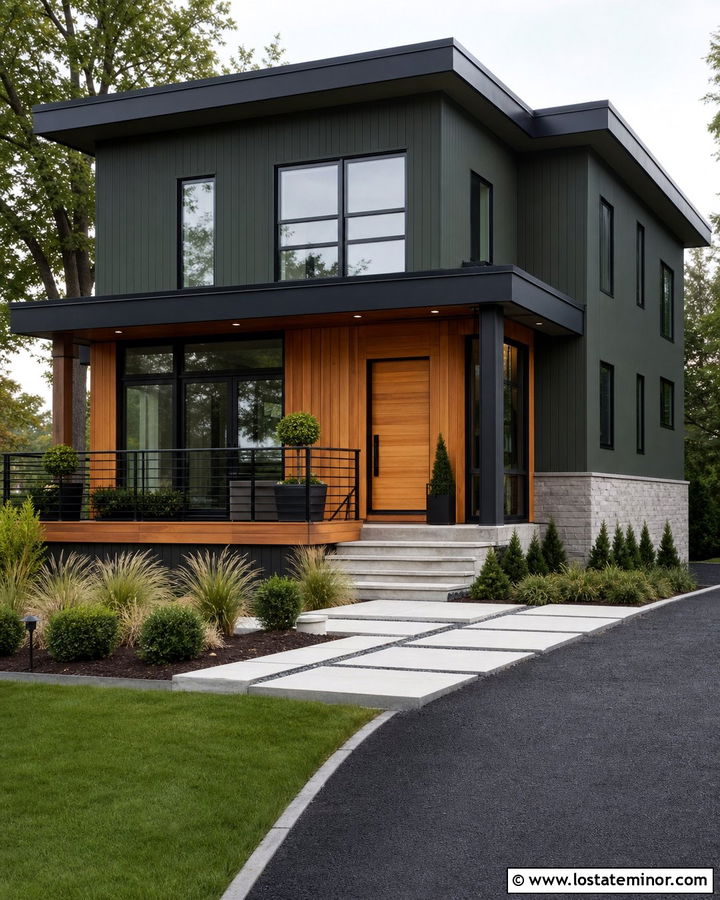 Moss Green Contemporary House With Deck - 30 Moss Green House Design With Deck Ideas