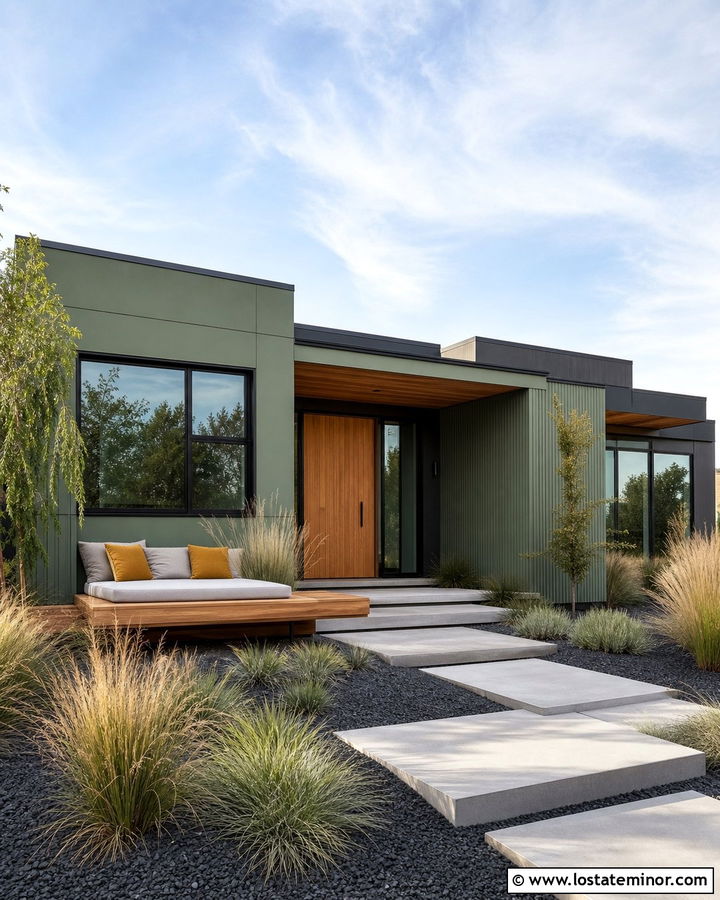 Moss Green Contemporary House With Platform Daybed - 30 Moss Green House Design With Daybed Ideas