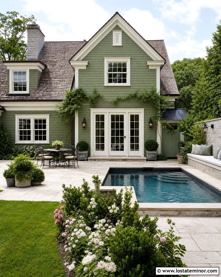 Moss Green Cottage With Small Plunge Pool - 30 Moss Green House Design With Swimming Pool Ideas