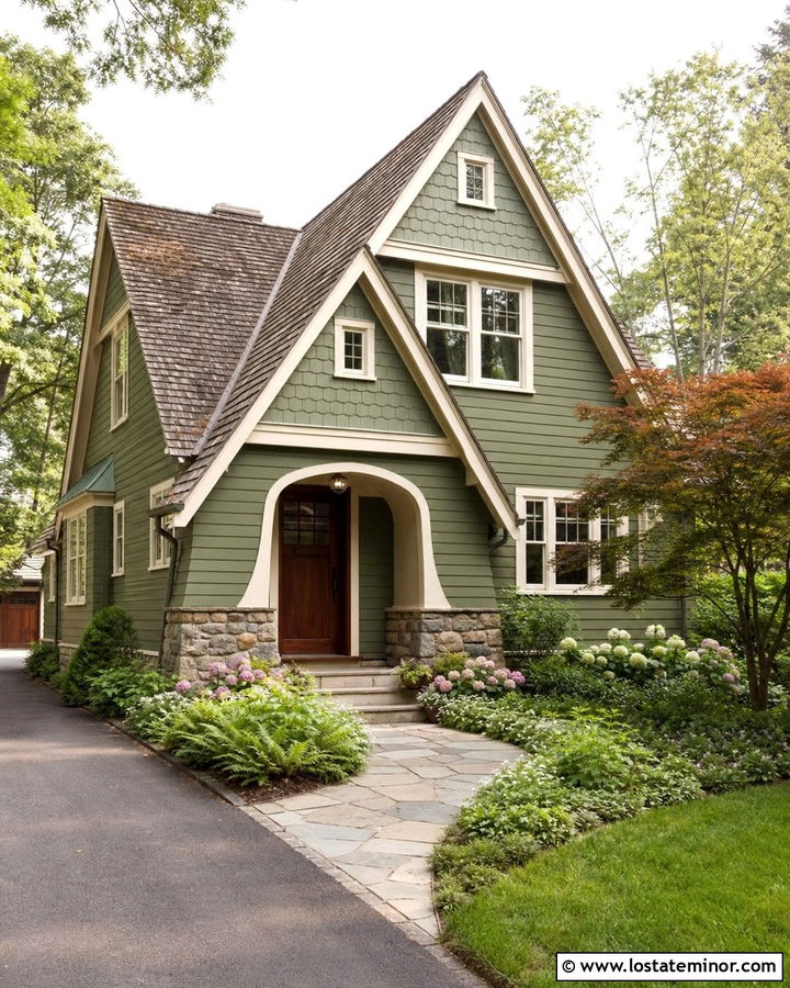 Moss Green Cottage With Steep Gables - 30 Moss Green House Design With Gables Ideas