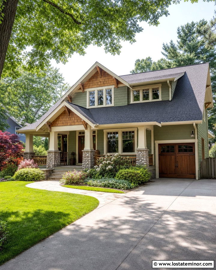 Moss Green Craftsman With Cedar Shake Gables - 30 Moss Green House Design With Cedar Shake Ideas