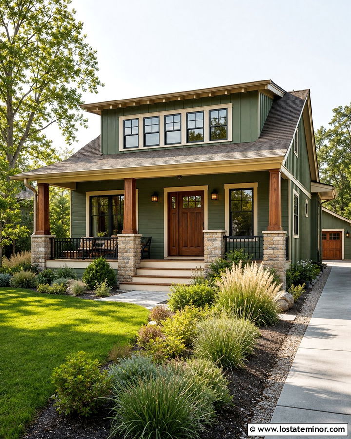 Moss Green Craftsman With Shed Dormer - 30 Moss Green House Design With Dormers Ideas