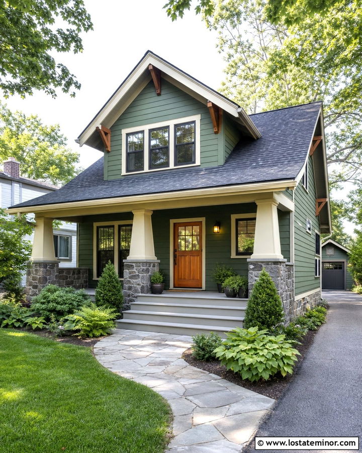 Moss Green Craftsman With Wood Dutch Door - 30 Moss Green House Design With Dutch Door Ideas